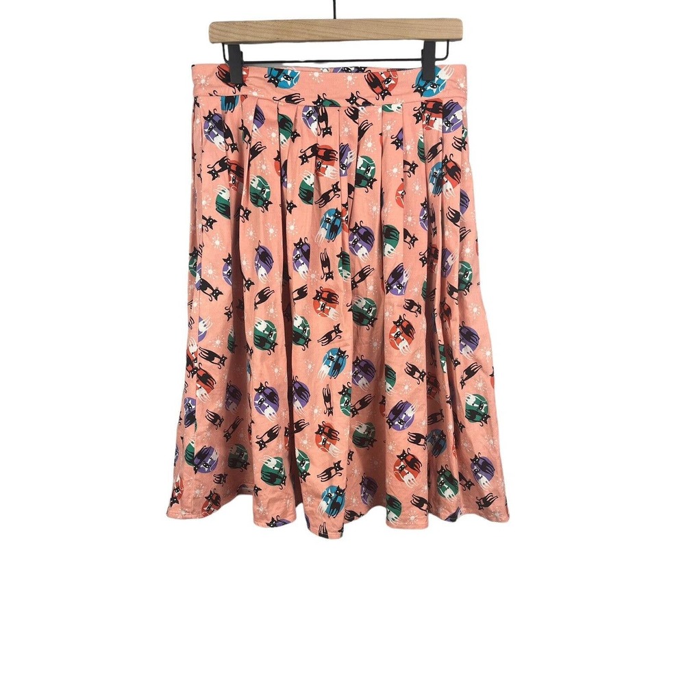 VOODOO VIXEN Women's Beautiful Cat Print A-Line Full Fun Swing Skirt Size Large